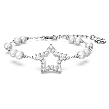 Swarovski Stella Armband, Weißer und Rhodiniertes Damenarmband mit Strahlenden Swarovski Kristallen im Sale